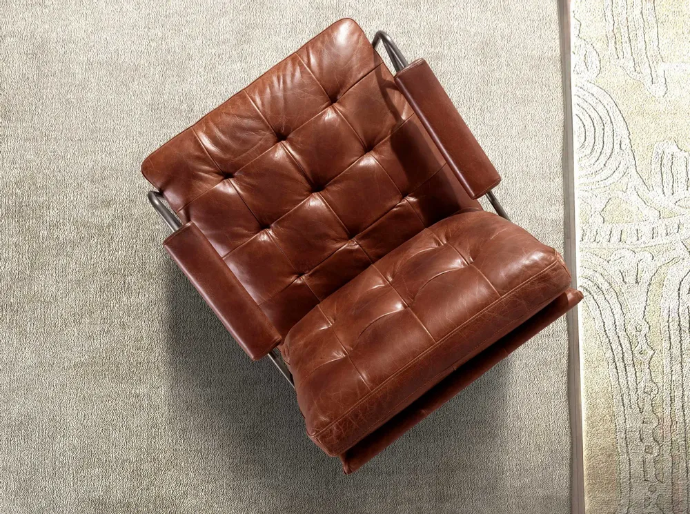 Fauteuils - Fauteuil en cuir marron cognac - ANGEL CERDÁ