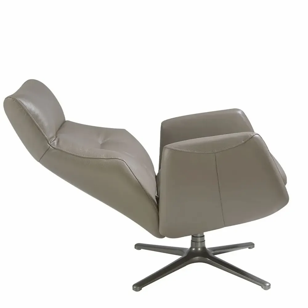 Armchairs - Reclining swivel armchair upholstered in grey leather and darkened steel - ANGEL CERDÁ