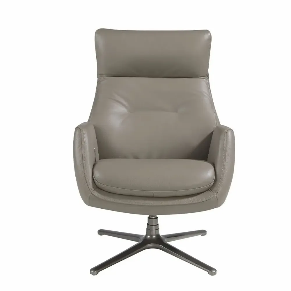 Armchairs - Reclining swivel armchair upholstered in grey leather and darkened steel - ANGEL CERDÁ