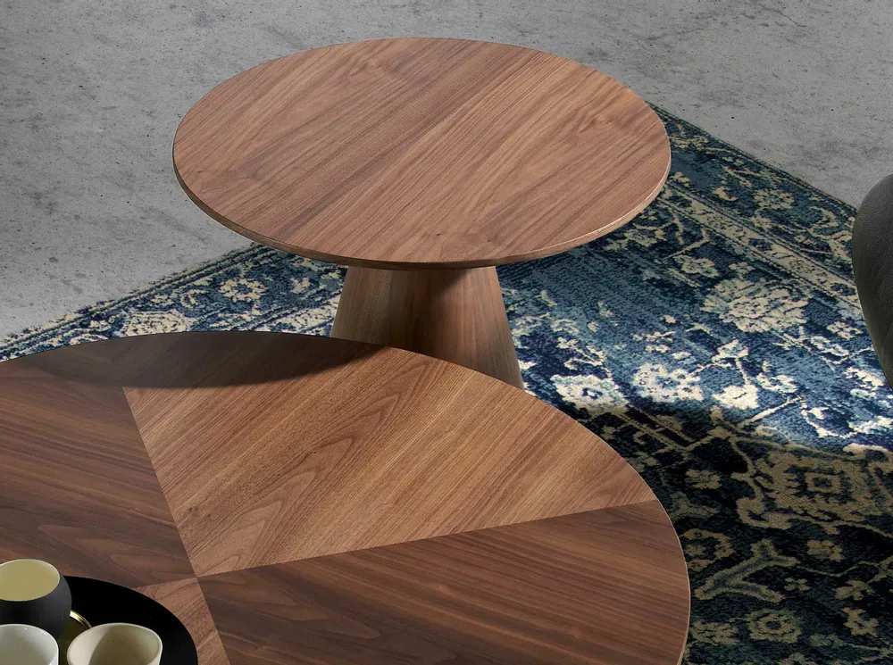 Coffee tables - Walnut round corner table - ANGEL CERDÁ