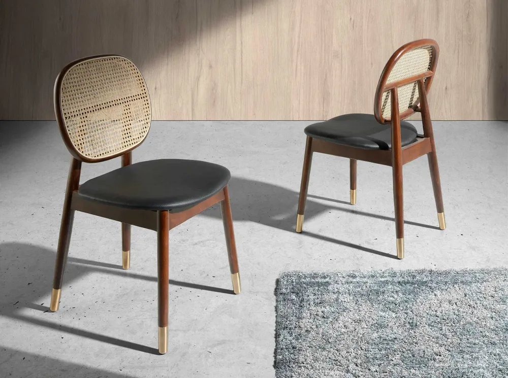 Chairs - Round rattan back Dining table chair - ANGEL CERDÁ