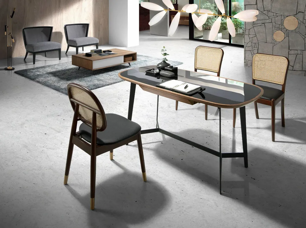 Chairs - Round rattan back Dining table chair - ANGEL CERDÁ