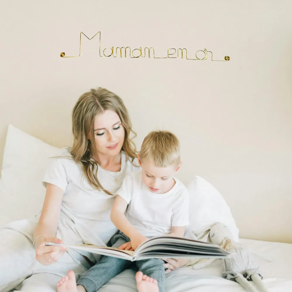 Other wall decoration - Gilded Brass Wire Wall Decoration\" Gold Mom\” - to pin - BIJOUX DE MUR