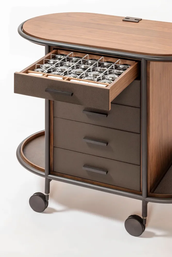 Restaurant trolleys - ARCADE WOOD COFFEE AND TEA CART OVAL - GIOBAGNARA