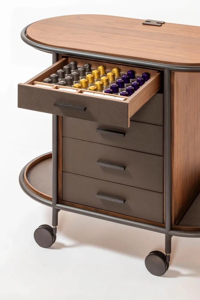 Restaurant trolleys - ARCADE WOOD COFFEE AND TEA CART OVAL - GIOBAGNARA