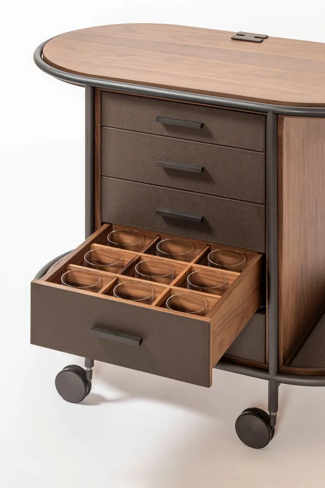 Restaurant trolleys - ARCADE WOOD COFFEE AND TEA CART OVAL - GIOBAGNARA