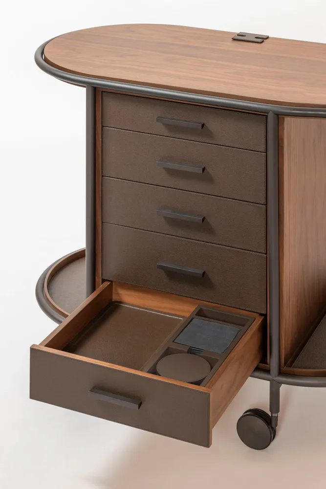 Restaurant trolleys - ARCADE WOOD COFFEE AND TEA CART OVAL - GIOBAGNARA
