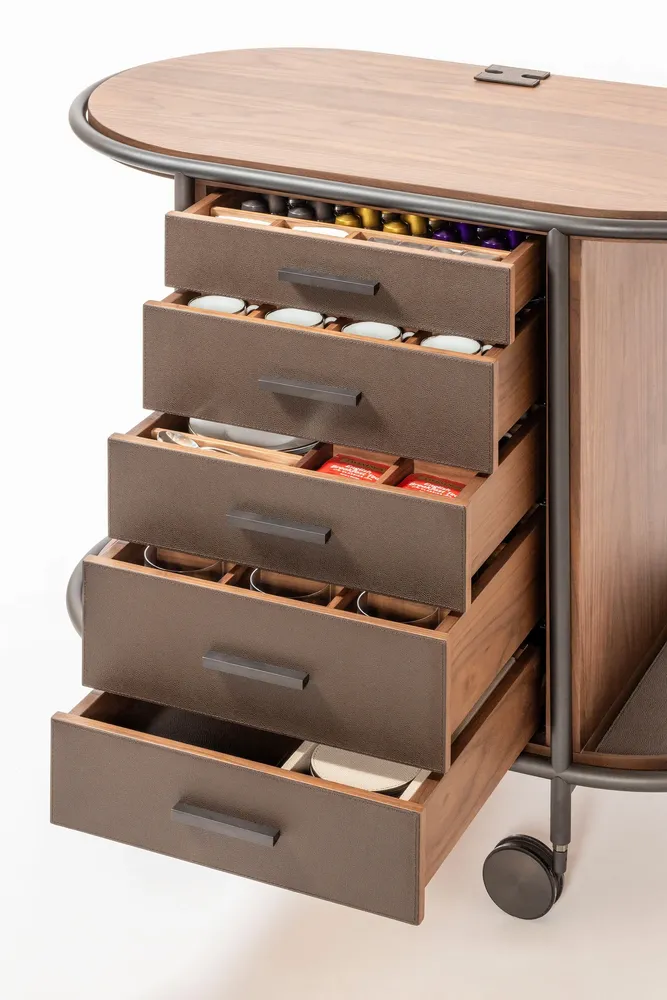 Restaurant trolleys - ARCADE WOOD COFFEE AND TEA CART OVAL - GIOBAGNARA
