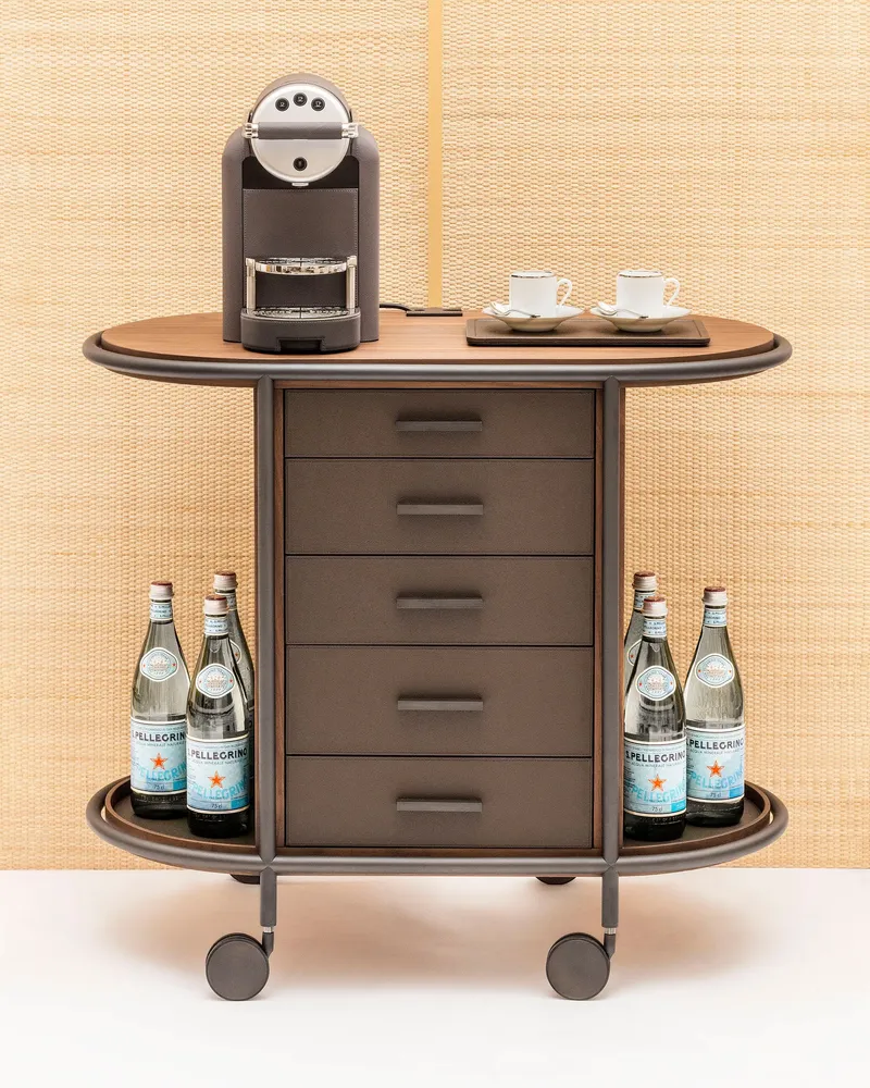 Restaurant trolleys - ARCADE WOOD COFFEE AND TEA CART OVAL - GIOBAGNARA