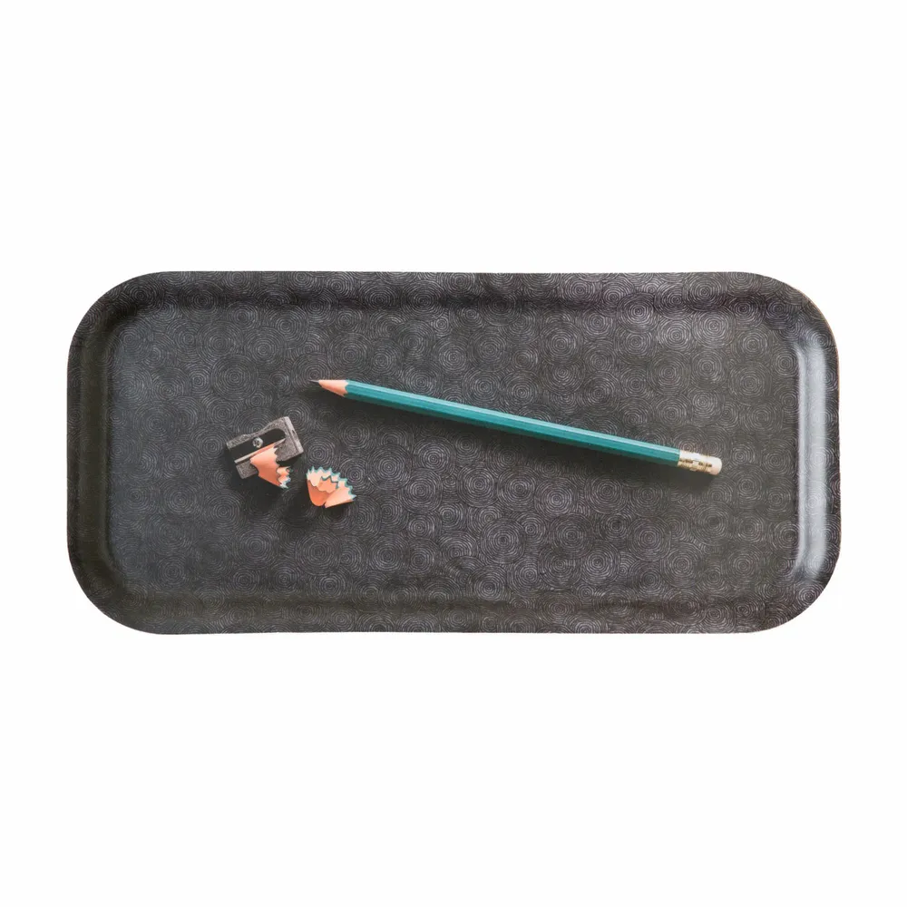 Office sets - Long wooden serving tray - Trompe-l'oeil pencil 15x32 cm - MONBOPLATO