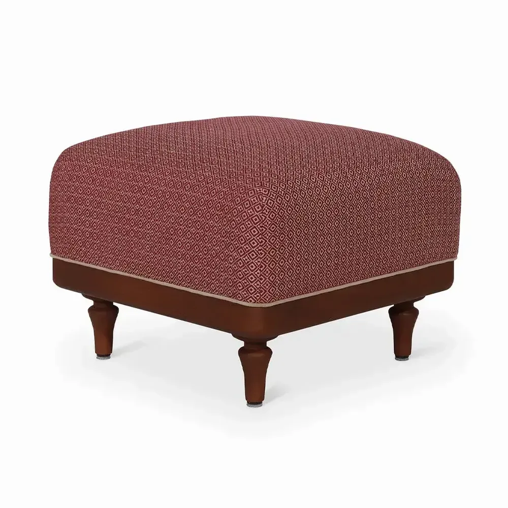Ottomans - Pakhi - Square Size Pouffe with Red Fabric - ALANKARAM