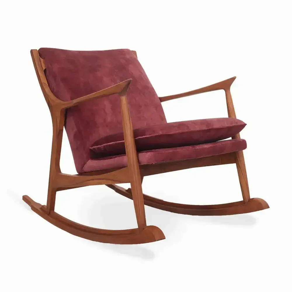 Chaises - Ruru - Fauteuil Lounge en Tissu Rouge - ALANKARAM