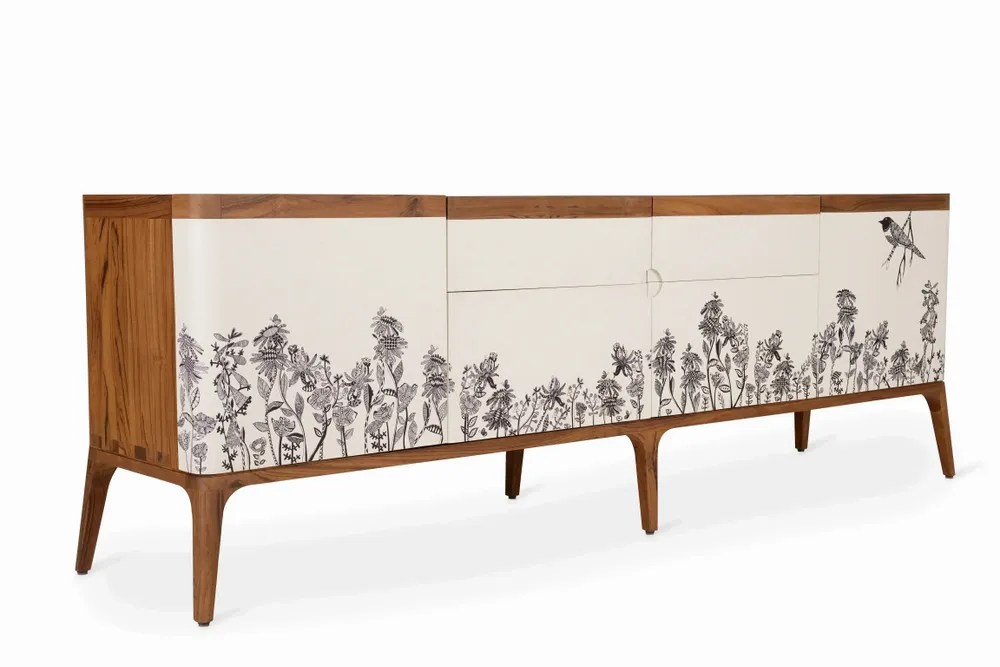 Cutlery set - Finura - Teakwood Storage Unit with White Hand Painted Fronts - ALANKARAM