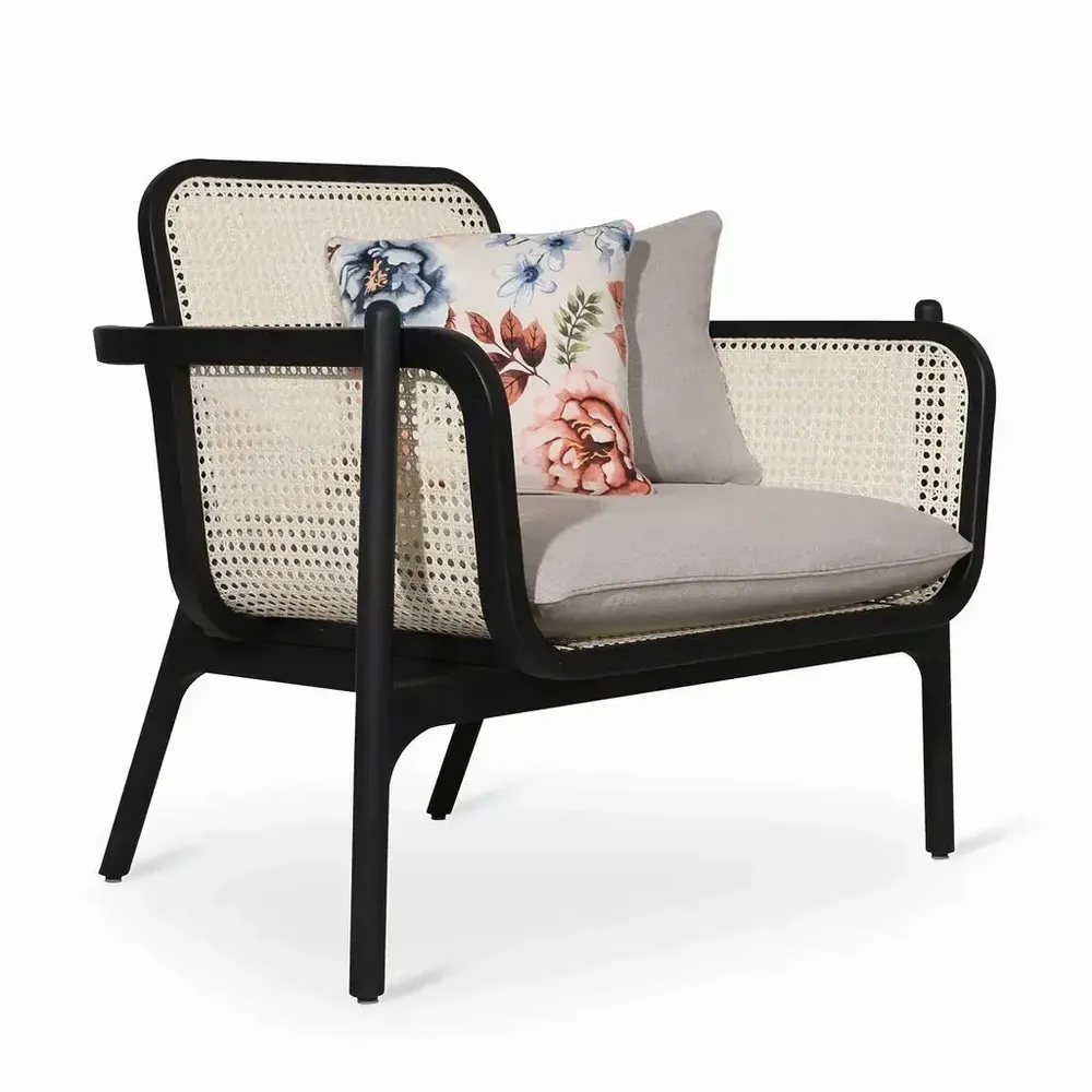 Chairs - Bango - Lounge Chair with Rattan - ALANKARAM