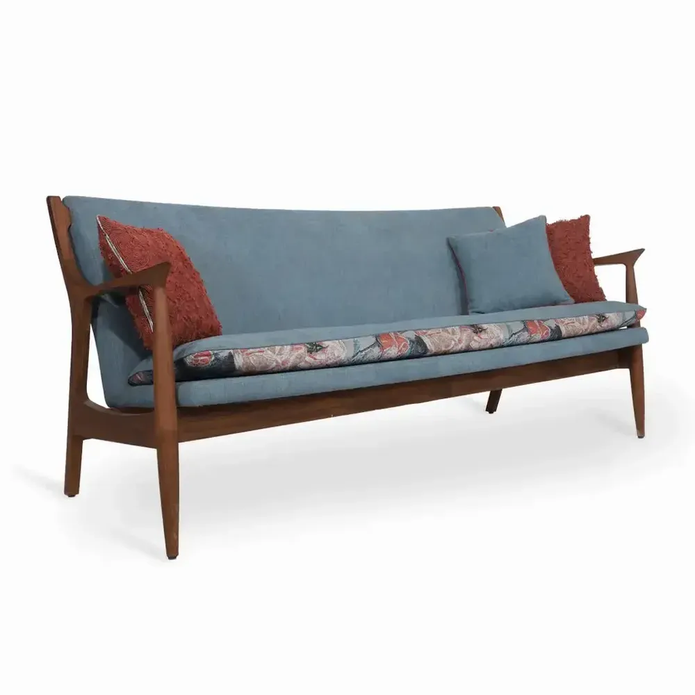 Sofas - Craff - Three Seater Teakwood Sofa - ALANKARAM