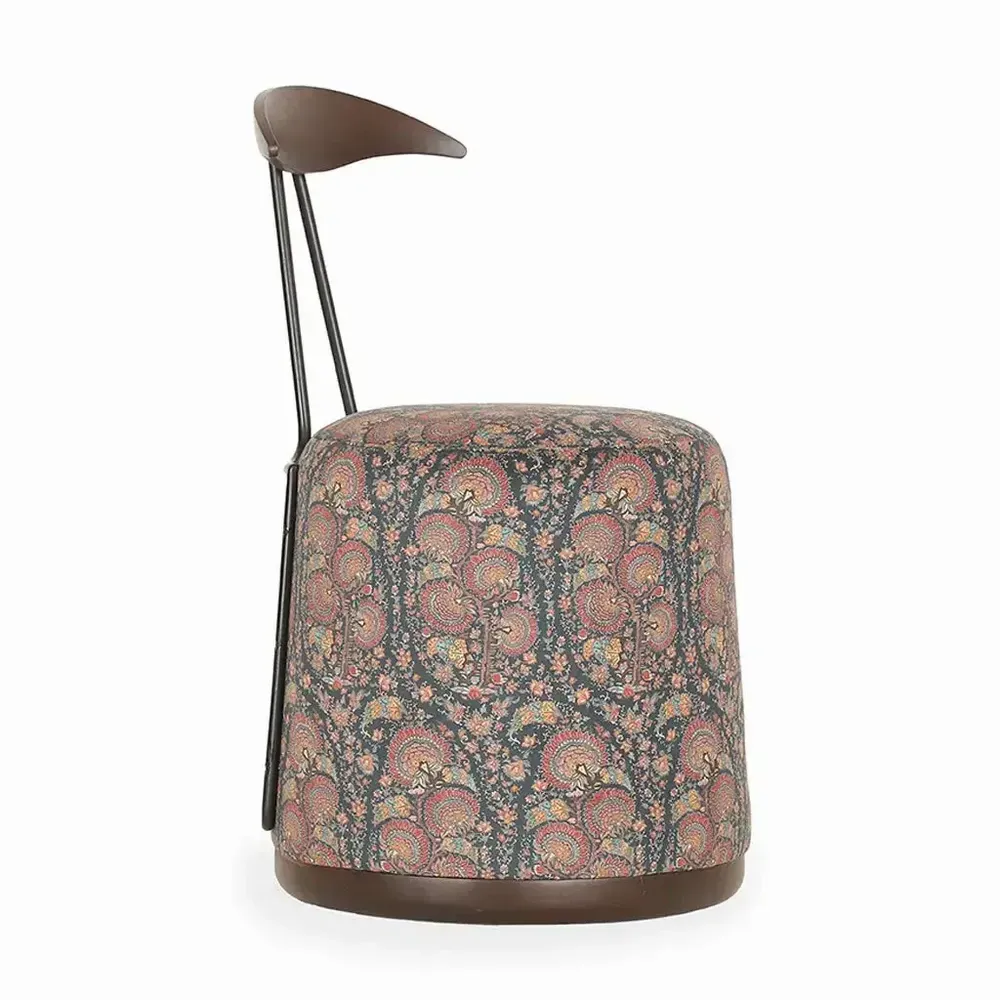 Chaises - Credu - Pouf-chaise en bois massif avec tissu imprimé - ALANKARAM