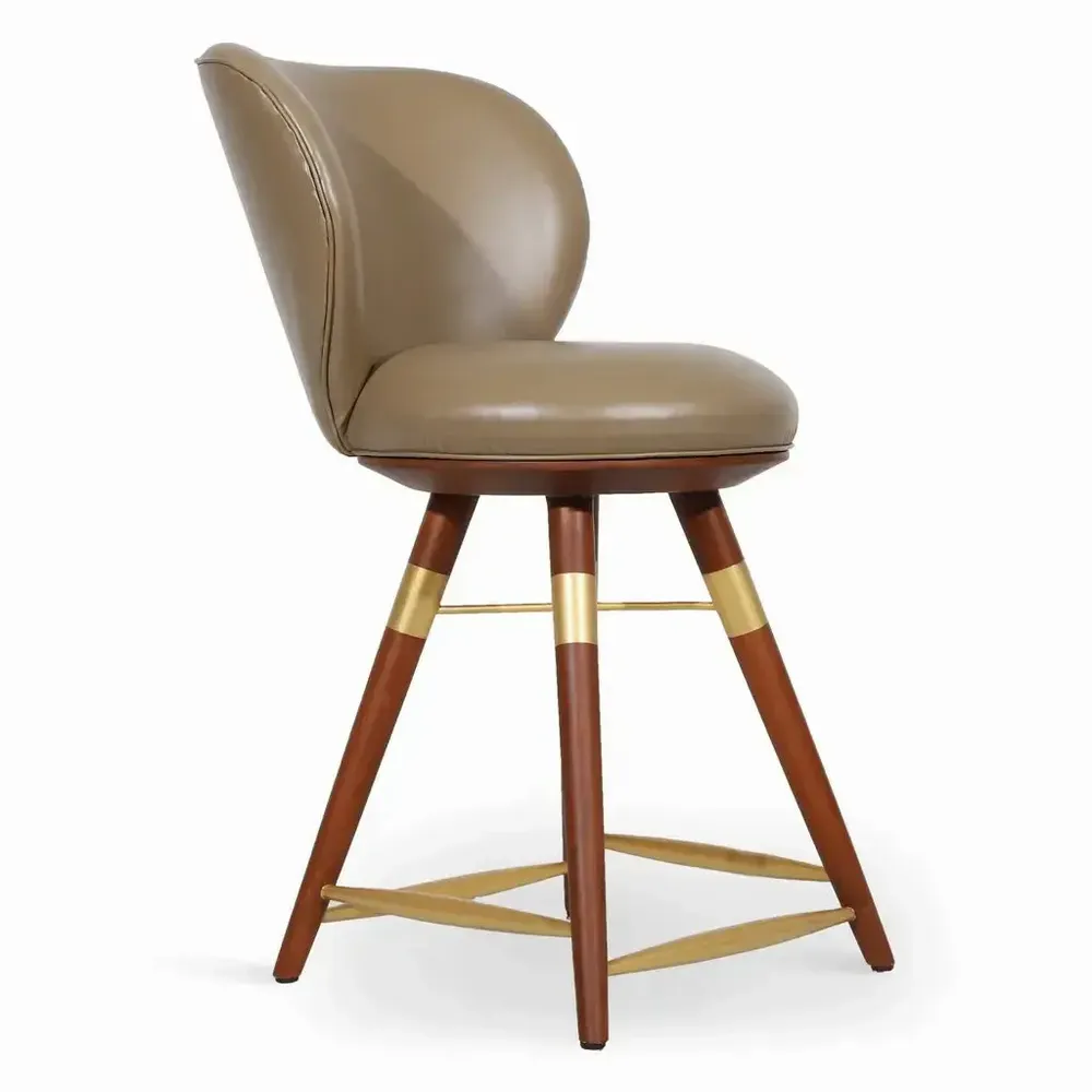 Chairs - Bhrami - Wooden High Chair with Golden PU - ALANKARAM