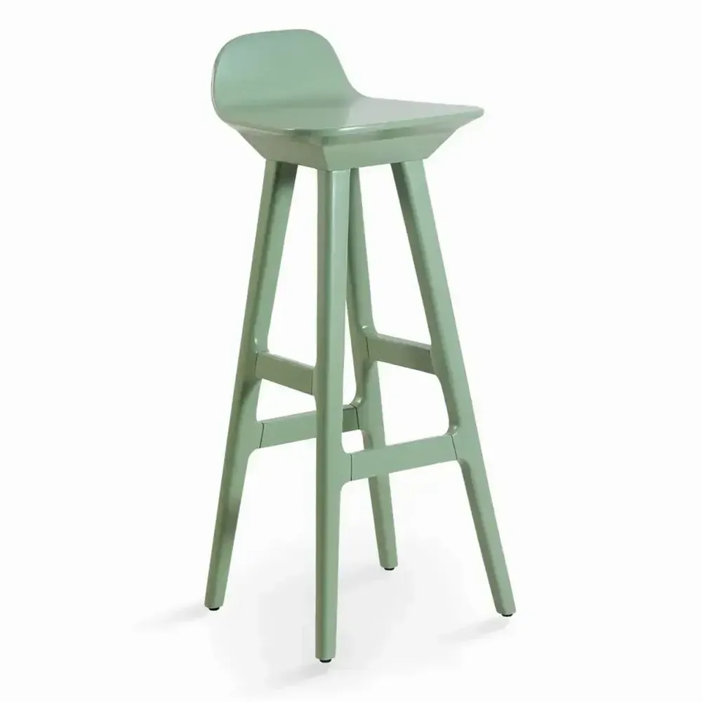 Chaises - Inalt - Chaise haute / de bar avec revêtement en PU chêne clair vert aloès - ALANKARAM