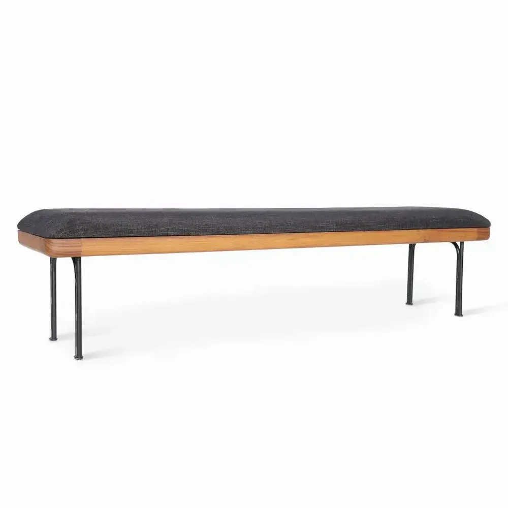 Benches - Benci Solidwood Bench with Black Fabric - ALANKARAM