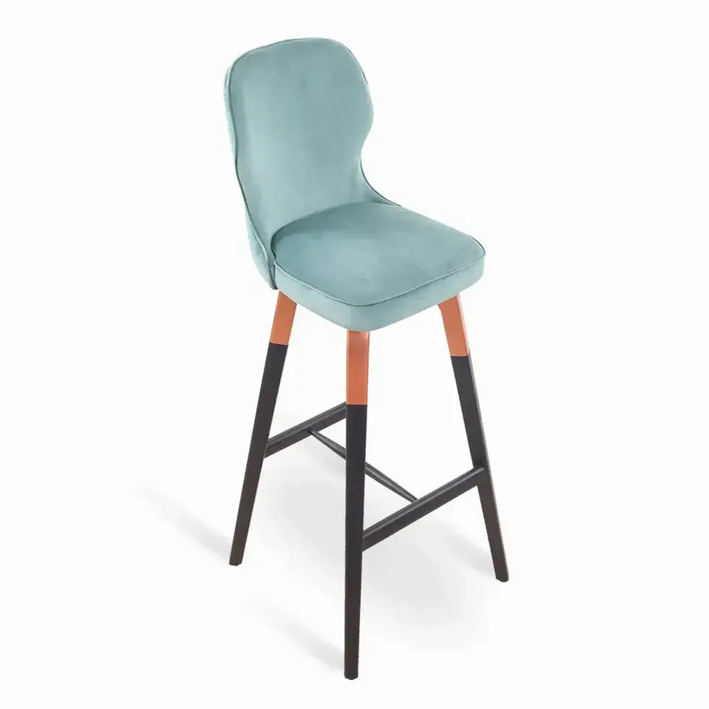 Chaises - Chaise haute/de bar bicolore en bois massif Besili - ALANKARAM