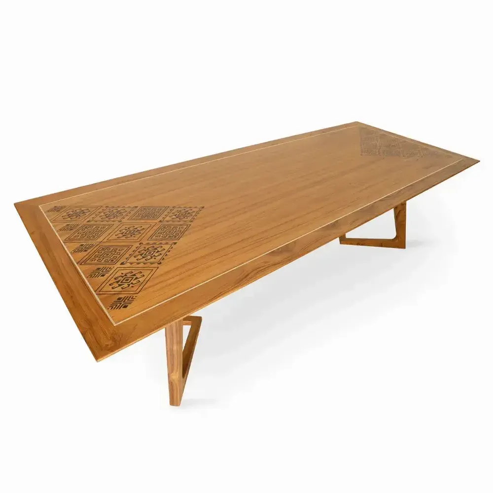 Tables Salle à Manger - Betona - Plateau en bois avec incrustation - ALANKARAM