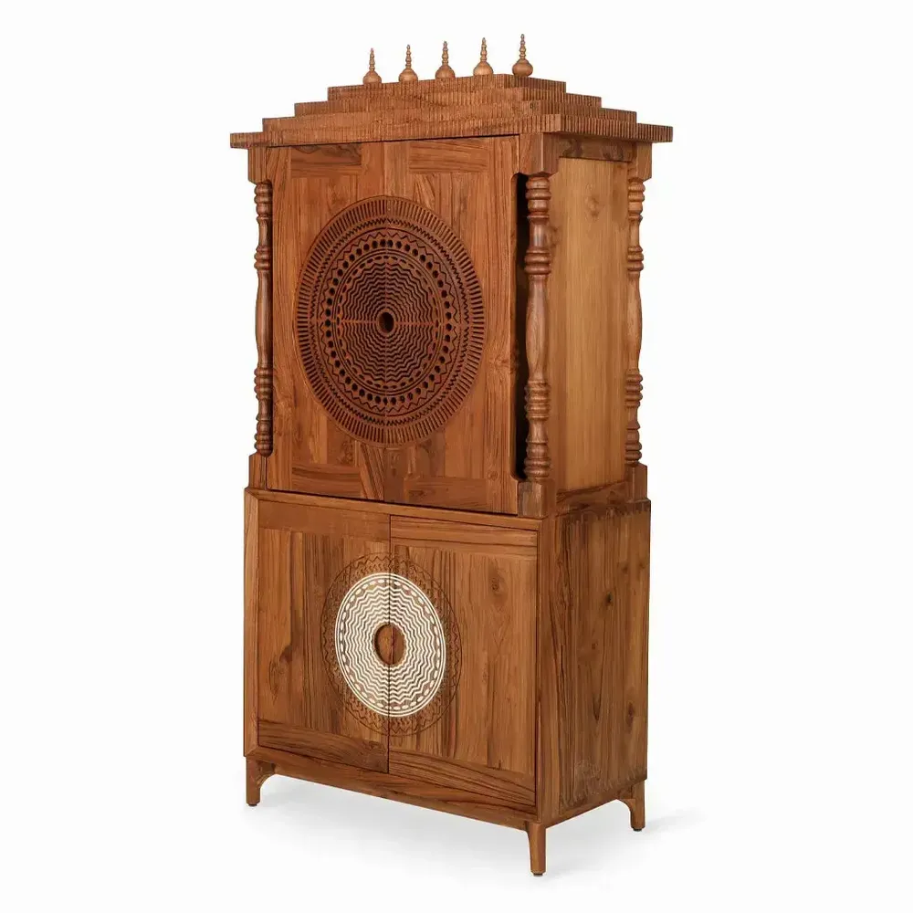 Commodes - Temple en teck de Kuil avec structure sculptée - ALANKARAM