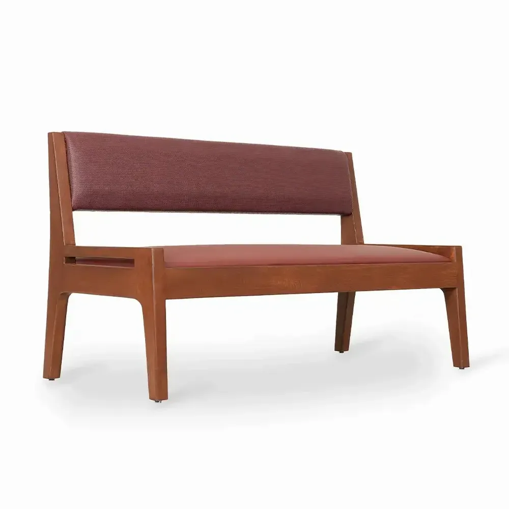 Benches - Akari - Solidwood Sofa with Red Kevlar Fabric - ALANKARAM