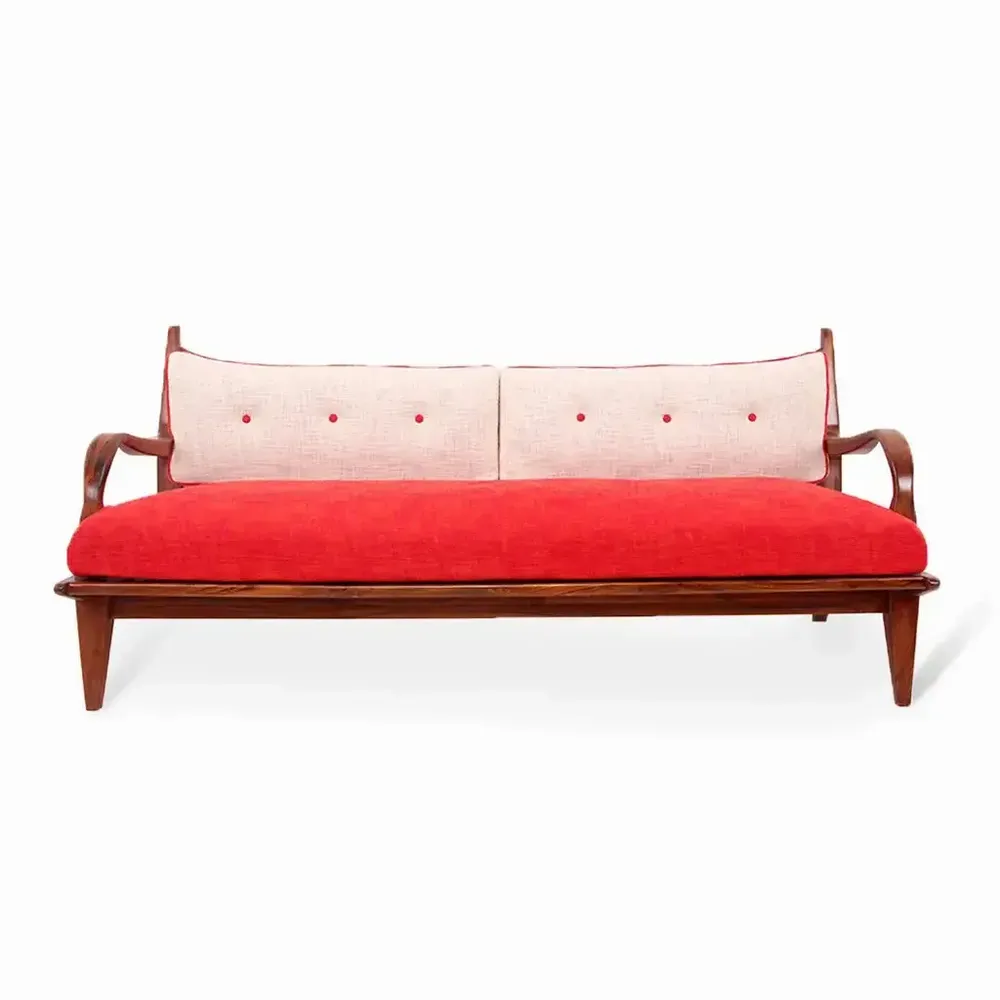 Sofas - Araal - Three Seater Teakwood Sofa - ALANKARAM