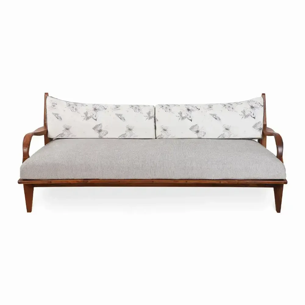 Sofas - Araal - Three Seater Teakwood Sofa - ALANKARAM