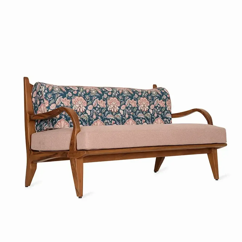 Sofas - Araal Two Seater Teakwood Sofa - ALANKARAM