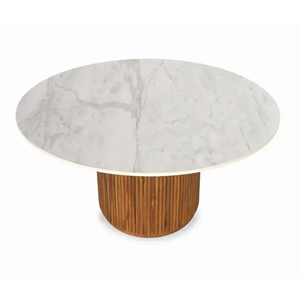 Desks - Aruna - Teakwood Open Office Table with Quartz Top - ALANKARAM