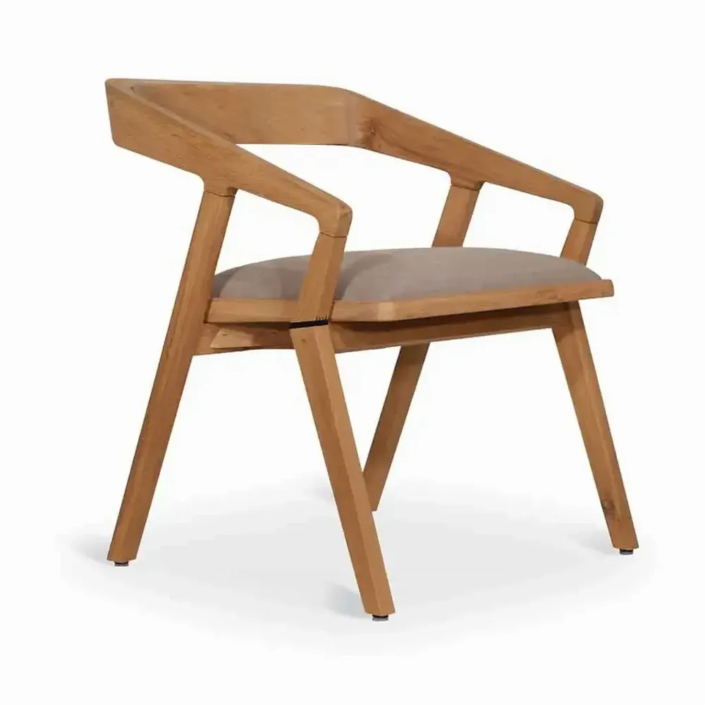 Chaises - Casilla - Chaise de salle à manger en bois massif avec tissu gris - ALANKARAM