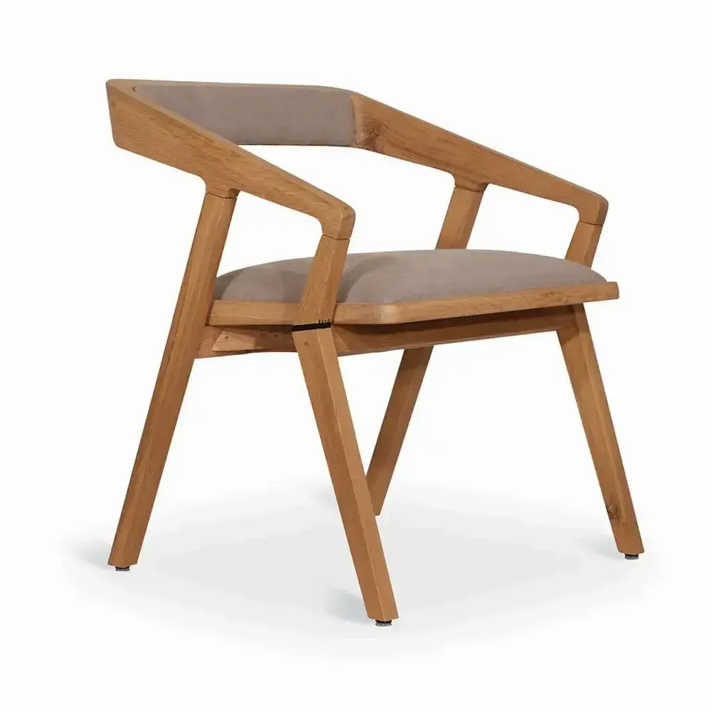 Chairs - Casilla - Solidwood Dining Chair with Grey Fabric - ALANKARAM