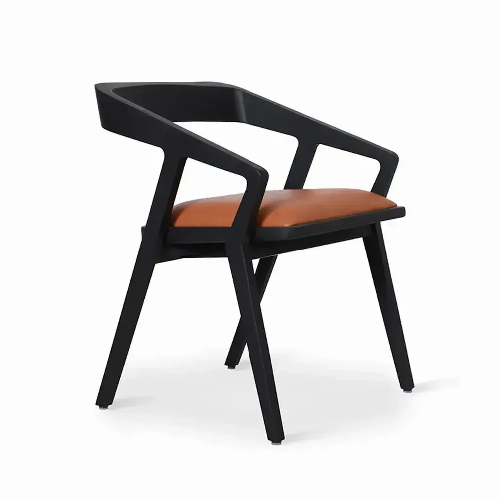 Chaises - Casilla - Chaise de salle à manger en bois massif avec similicuir beige - ALANKARAM