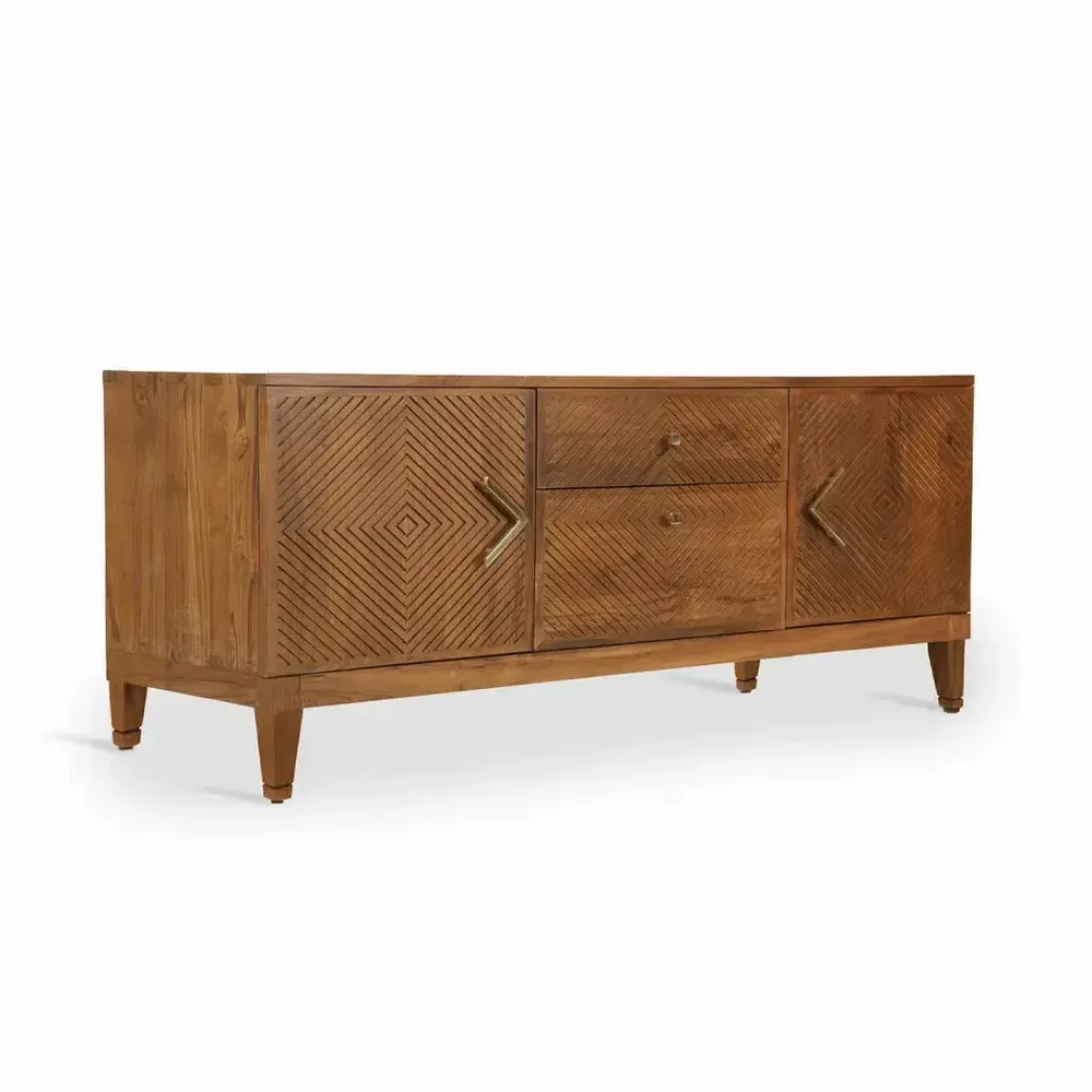 TV stands - Dritto Teakwood TV Unit - ALANKARAM