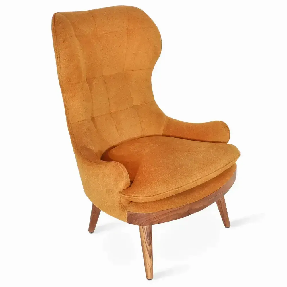 Chaises - Dubu - Fauteuil Lounge Tissu Jaune Moutarde - ALANKARAM