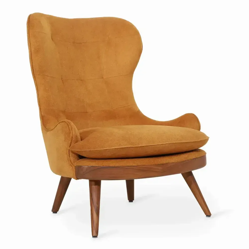 Chaises - Dubu - Fauteuil Lounge en Tissu Jaune - ALANKARAM