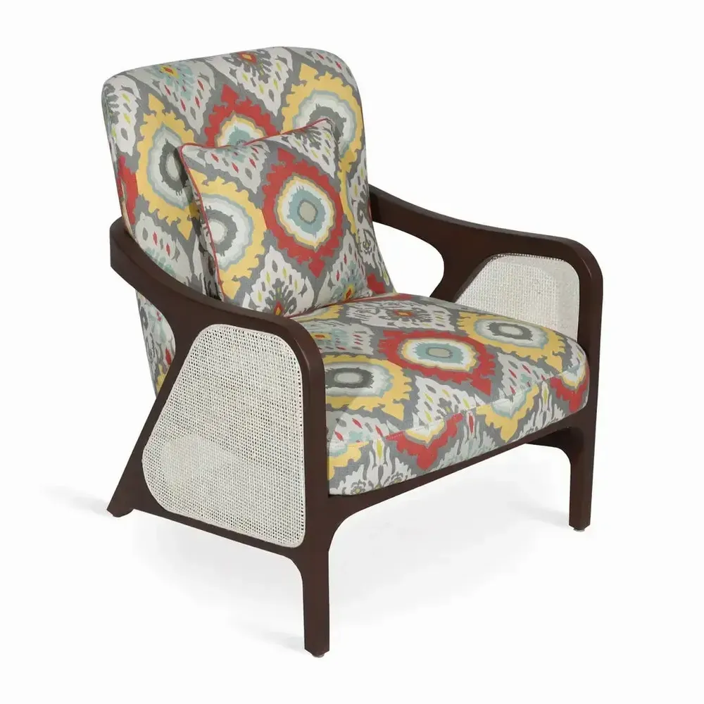 Chairs - Egri - Solidwood Lounge Chair with Rattan - ALANKARAM