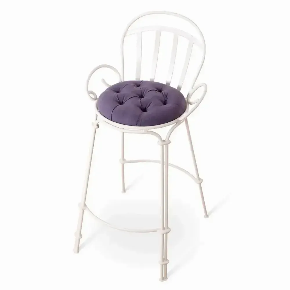 Chairs - Elu - Metal High Chair with Purple Fabric - ALANKARAM