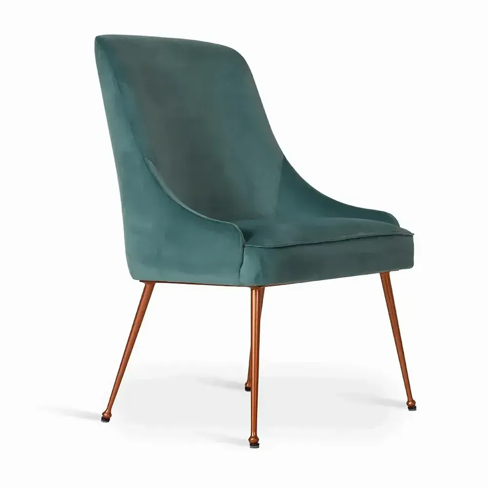 Chairs - Faraja - Dining Chair with Green Fabric - ALANKARAM