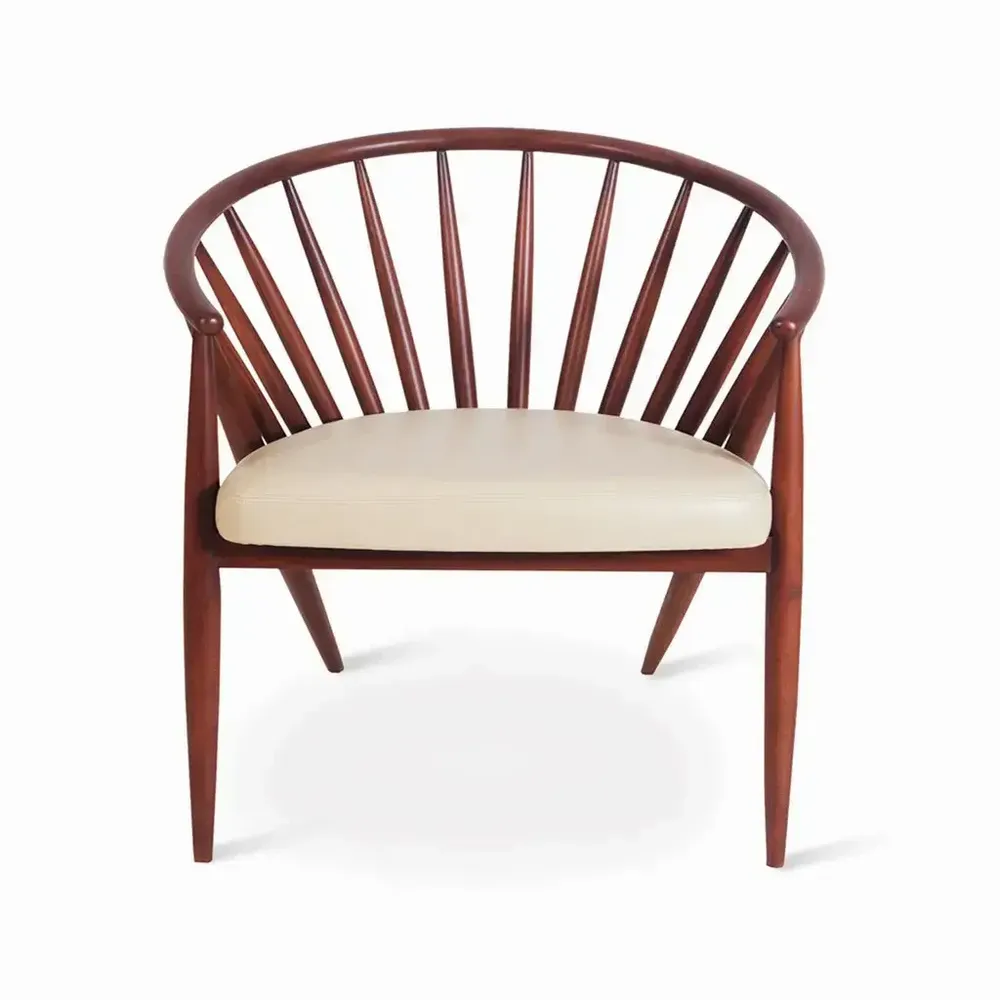 Chambres d'enfants - Hloma - Chaise de salle à manger en bois massif avec similicuir beige - ALANKARAM