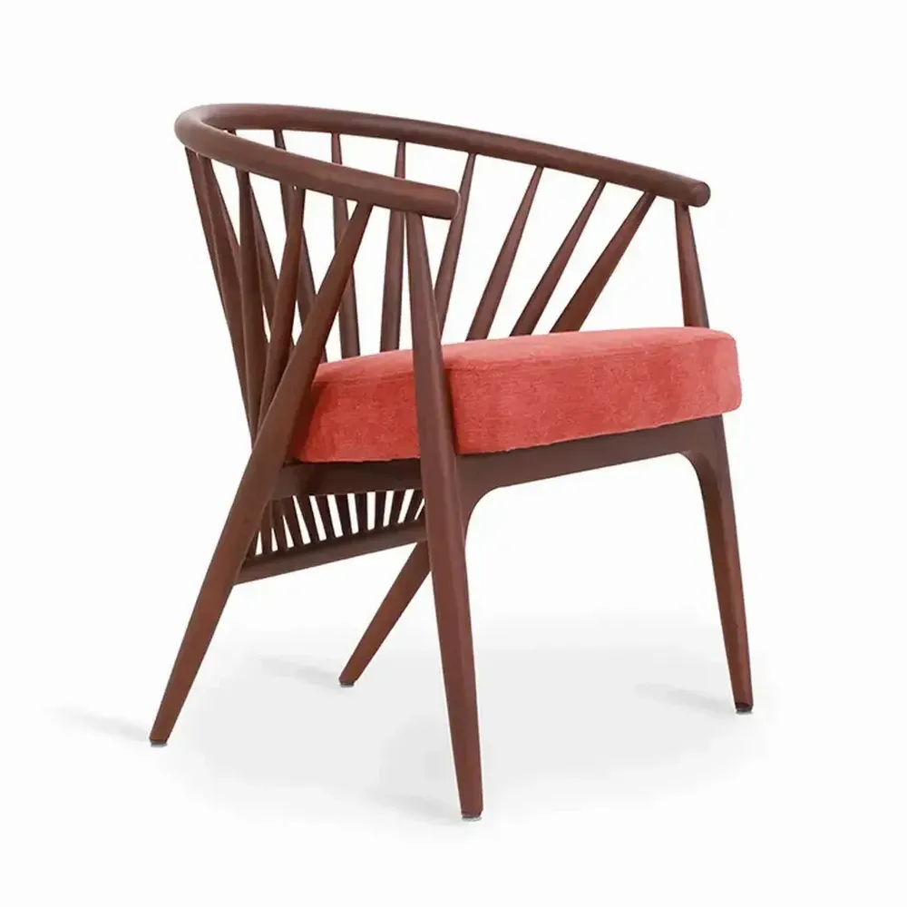 Children's bedrooms - Hloma - Solidwood Dining Chair With Red Fabric - ALANKARAM
