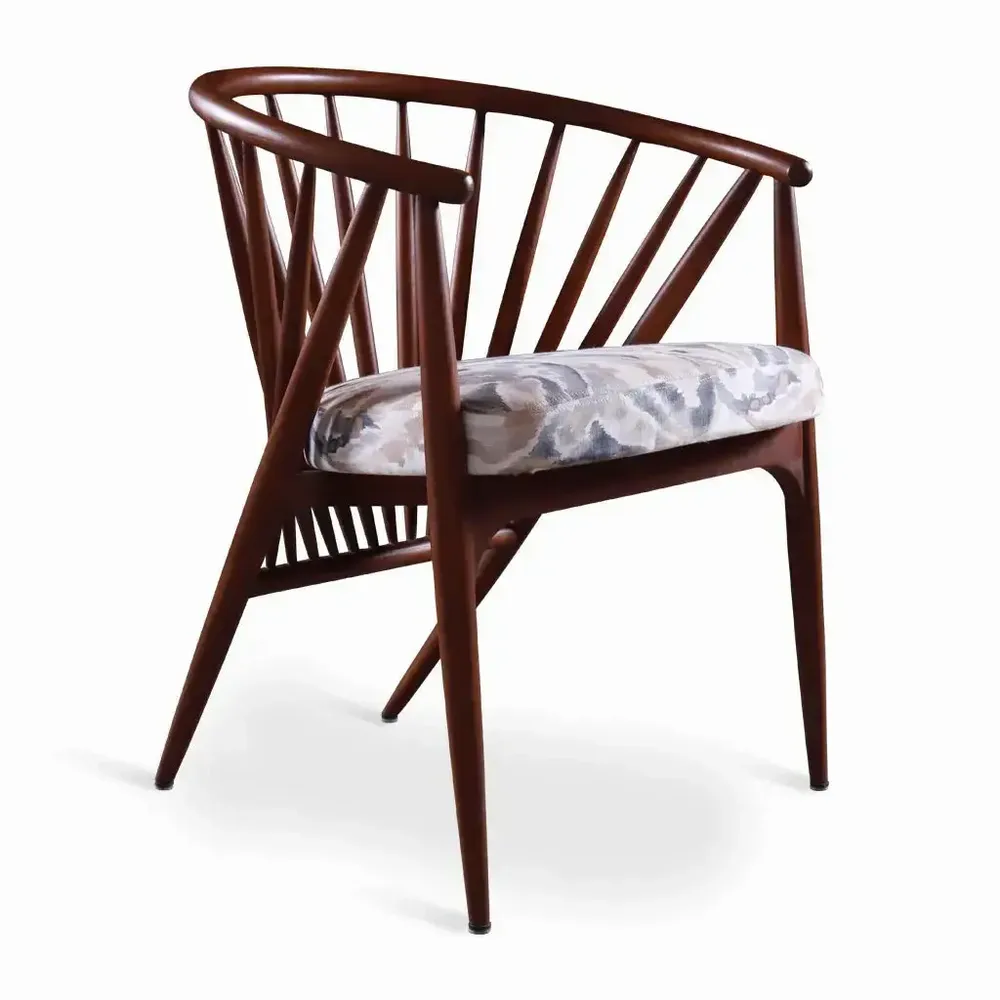 Children's bedrooms - Hloma - Solidwood Dining Chair With White Printed Fabric - ALANKARAM
