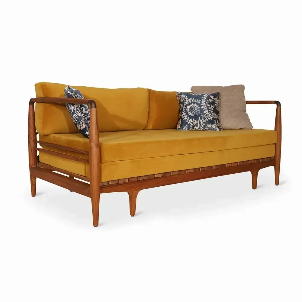 Sofas - Ikili - Teakwood Three Seater Sofa Cum Bed - ALANKARAM