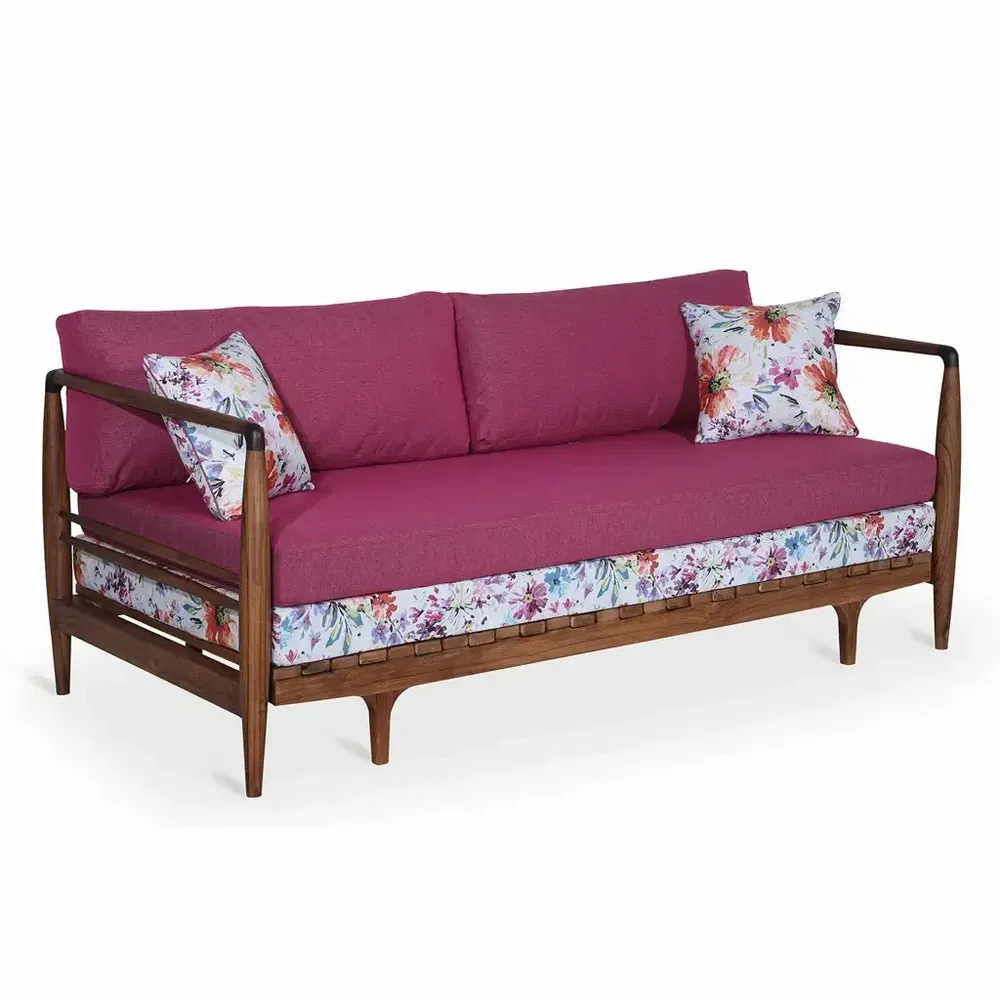 Sofas - Ikili - Teakwood Three Seater Sofa Cum Bed - ALANKARAM