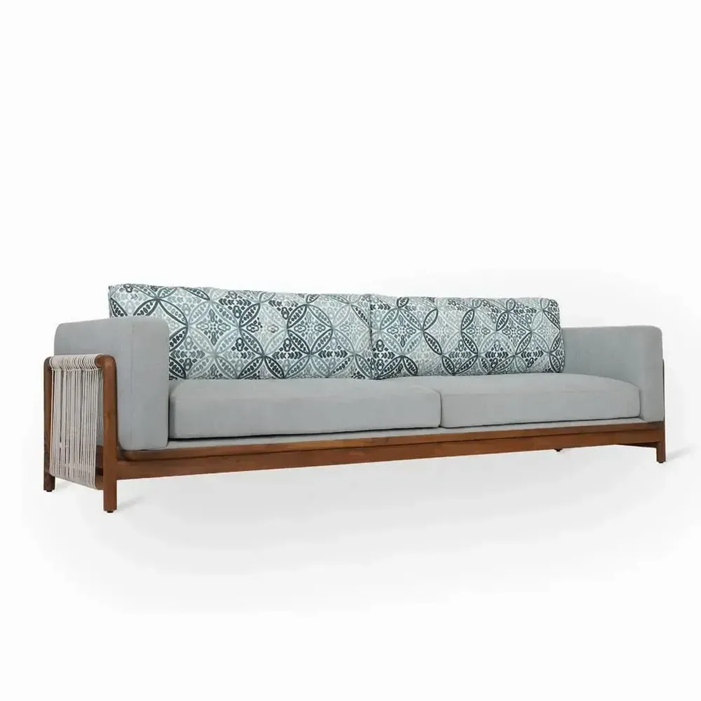 Sofas - Kaha - Four Seater Teakwood Sofa - ALANKARAM