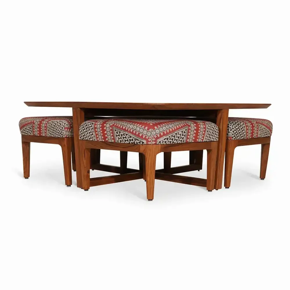 Other tables - Kiota - Teakwood Nested Center Table - ALANKARAM