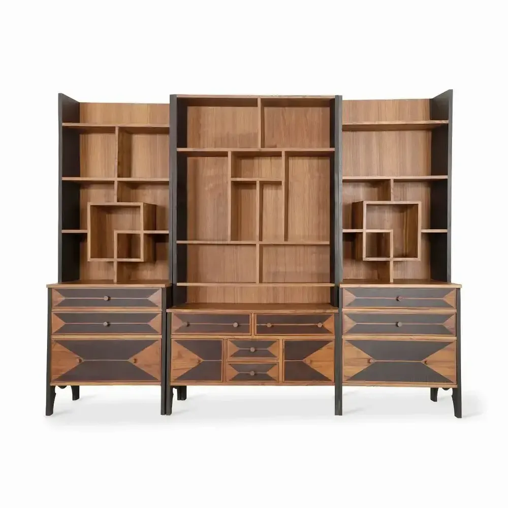 Bookshelves - Kitaplik Solidwood Bookshelf with Black Color - ALANKARAM