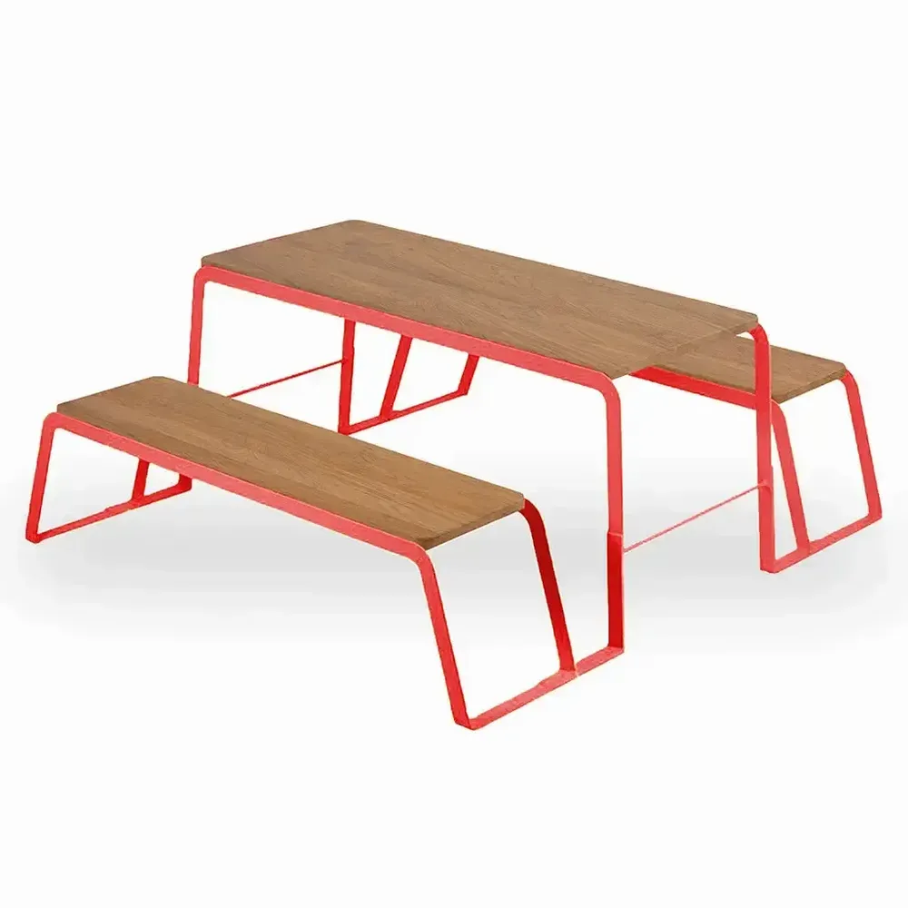 Benches - Klop - Teakwood Bench with Metal Base - ALANKARAM