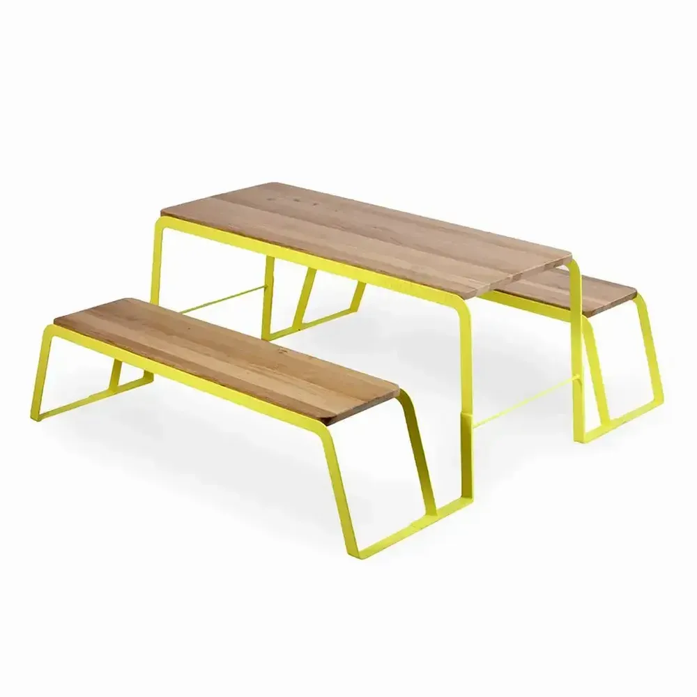 Bancs - Banc Klop en bois massif avec base en métal - ALANKARAM